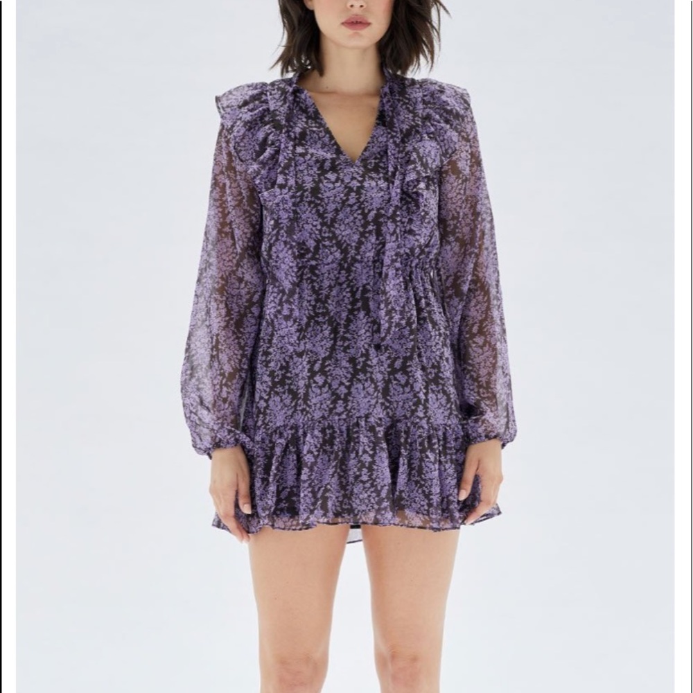 MINKPINK ADALANE TIE FRILL MINI DRESS